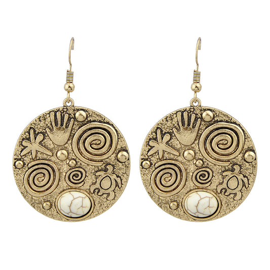 Turquoise Hand Turtle Starfish Round Earrings Designer Traditional Jewellery