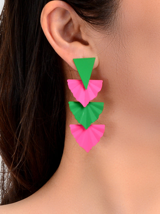 Y2k Style Candy Color Geometric Sector Triangle Stud Earrings Girl Party Jewelry