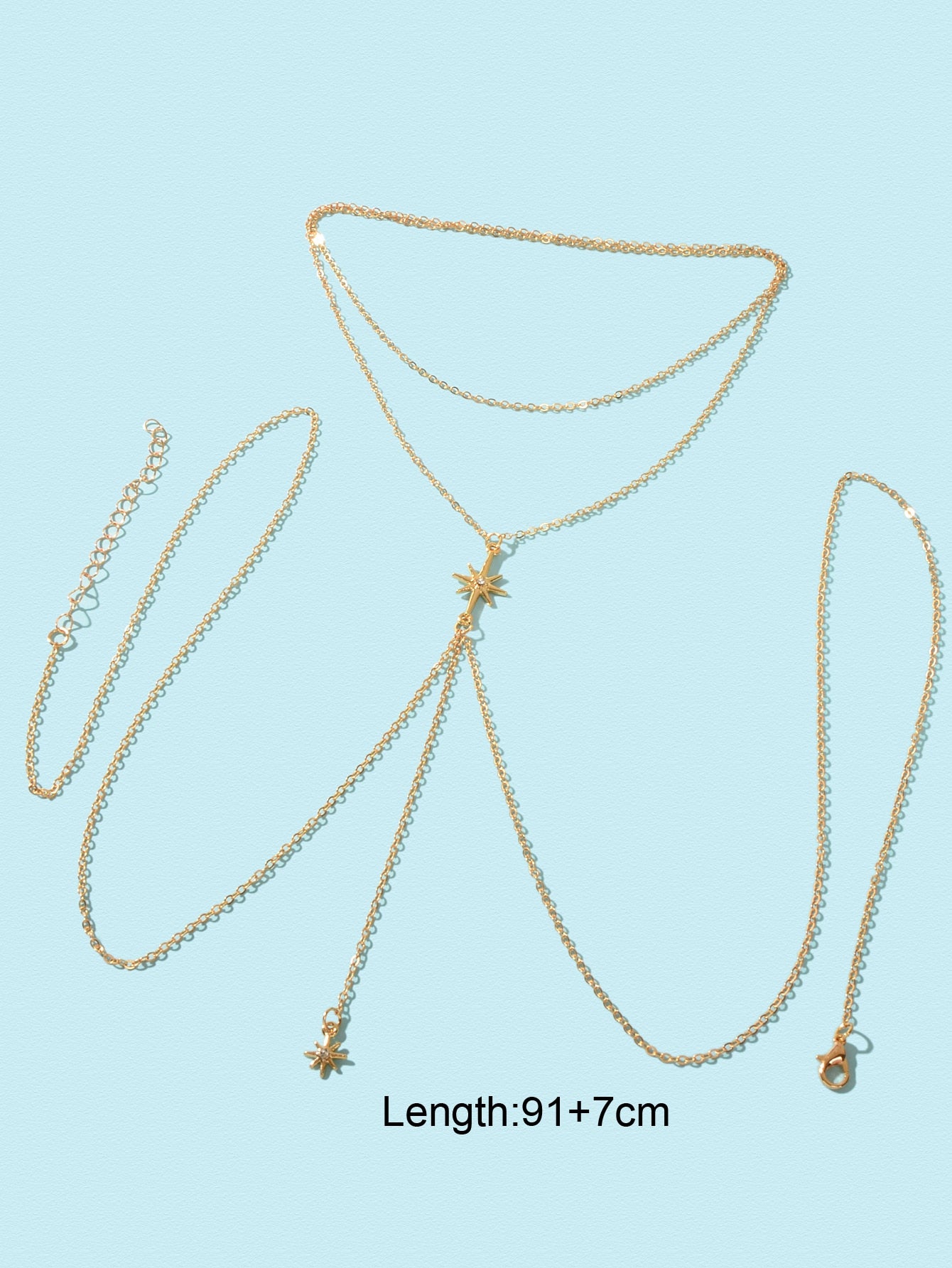 Star Pendant Body Chain - Sparkling Celestial Waist Jewelry