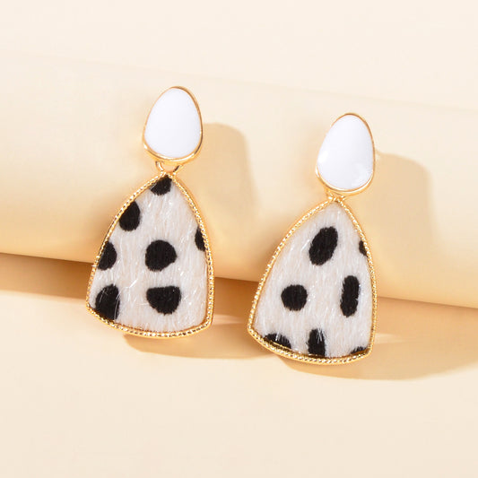 Cow Spot Pattern Geometric Girls Statement Hypoallergenic Pierced Gift Earrings