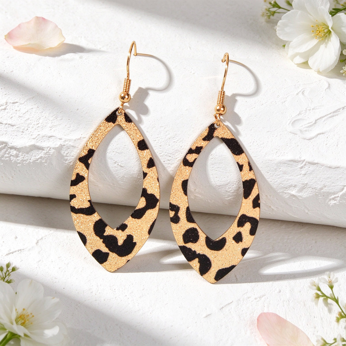 Vintage Leopard Print Hollow Teardrop Drop Earrings Daily Officework Jewellery