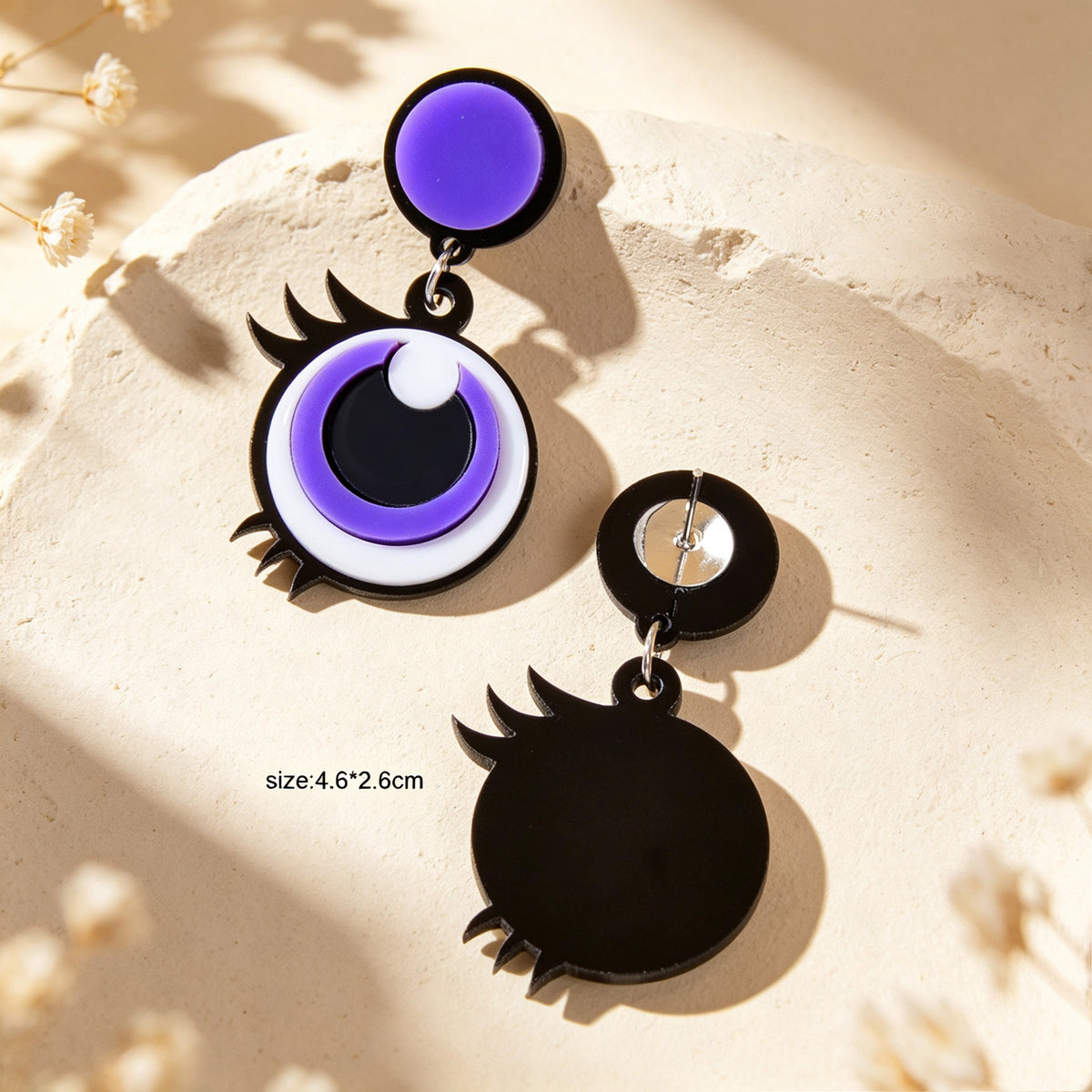 Fun Cartoon Purple Big Eye Acrylic Dangle Earrings Y2K Halloween Party Jewellery