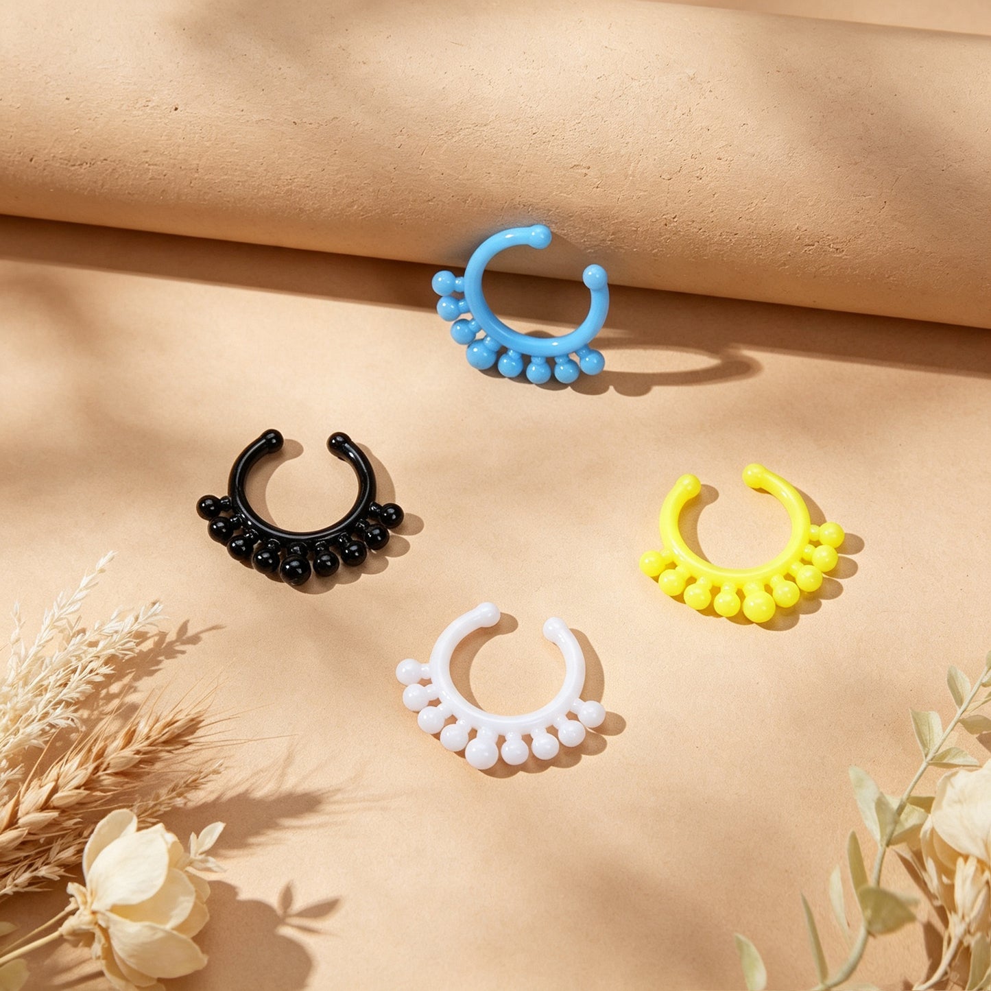 4pcs Y2K Colorful Ear Cuffs Non-Pierced Cartilage Ear Clips Punk Hip Hop Jewelry