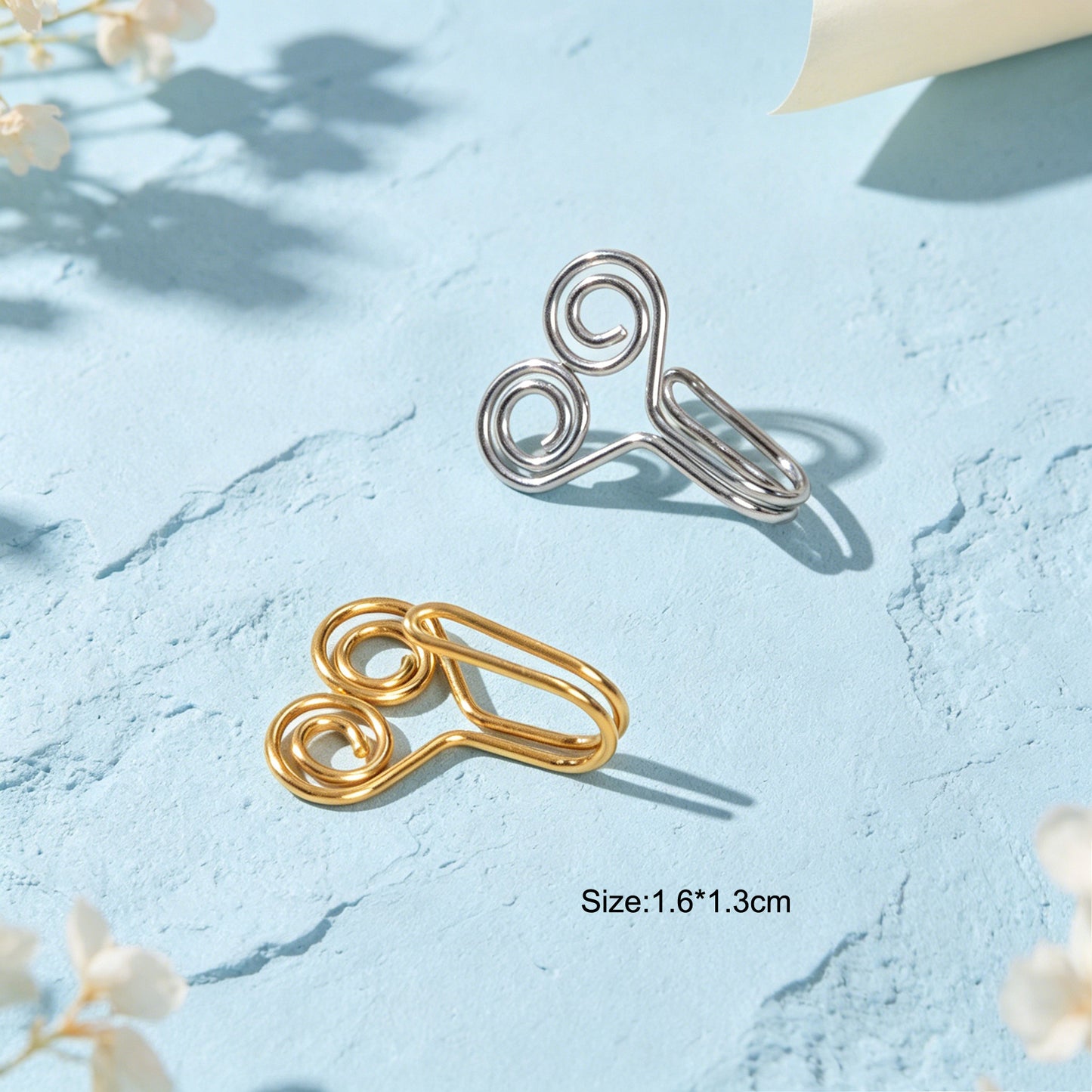 Minimalist Gold Silver Double Spiral Wire Ear Cuffs No Piercing Clip On Ear Clip