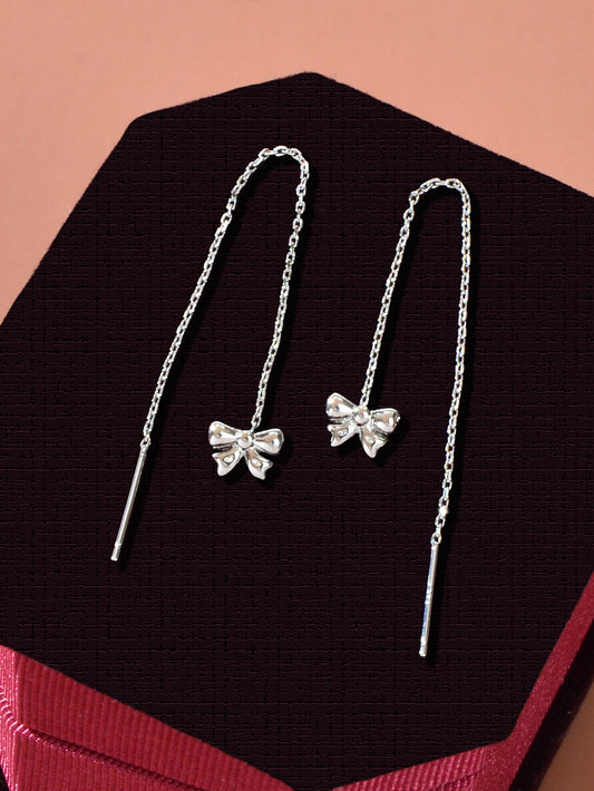 Individual Silver Butterfly Long Chain Ear Line Tassel Threader Pendant Earrings
