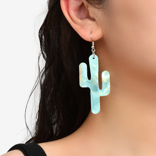 Faux Leather Lightweight Handmade Cactus Dangle American Indian Dangle Earrings