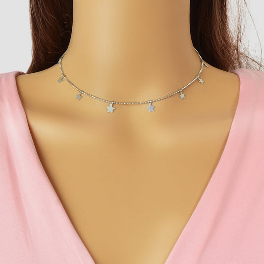 Minimalist Accessories Popcorn Chain Star Pendant Clavicle Collar Women Necklace