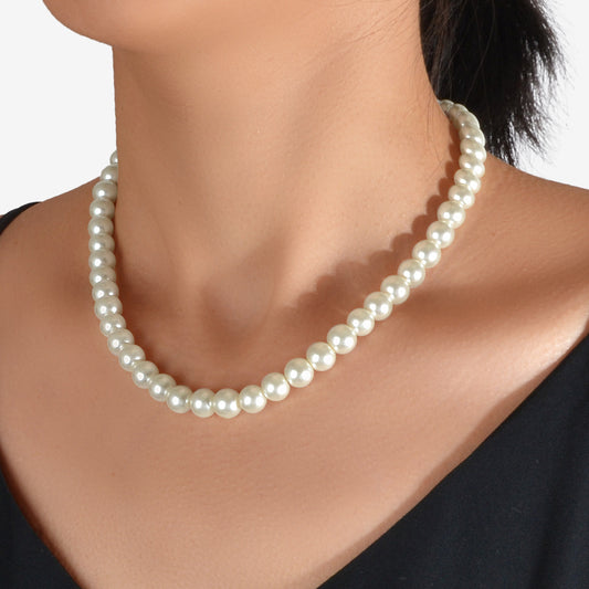 Retro Black White Beads Collar Short Choker Necklace Women Teen Party Decoration