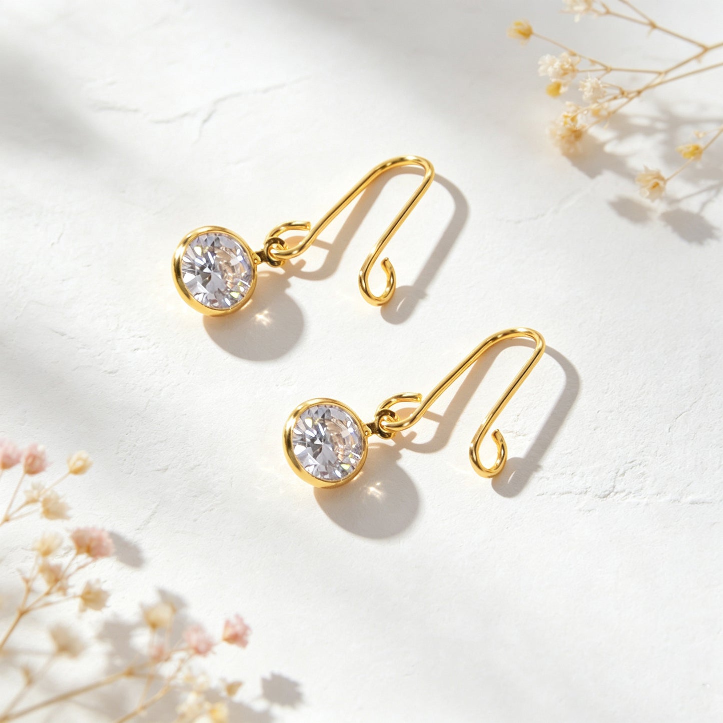 2PCS Luxury Elegant Shiny Rhinestone Drop Ear Cuffs Non Piercing Gold Ear Clips