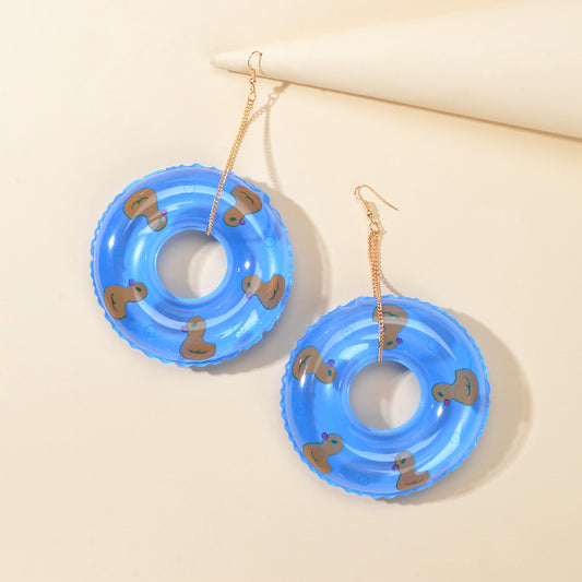Large Lightweight Inflated Duck Duckling Swimming Ring Earrings Pool Party Gift
