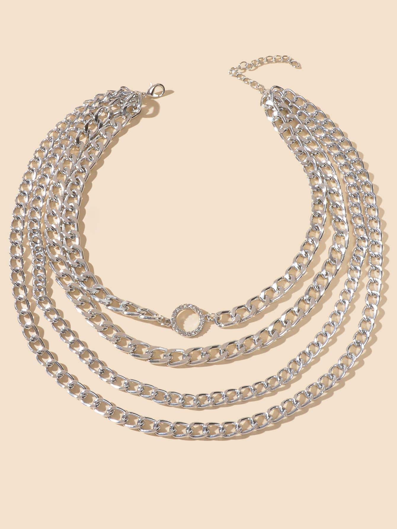 Rhinestone Decor Layered Necklace Chunky Collar Punk Choker