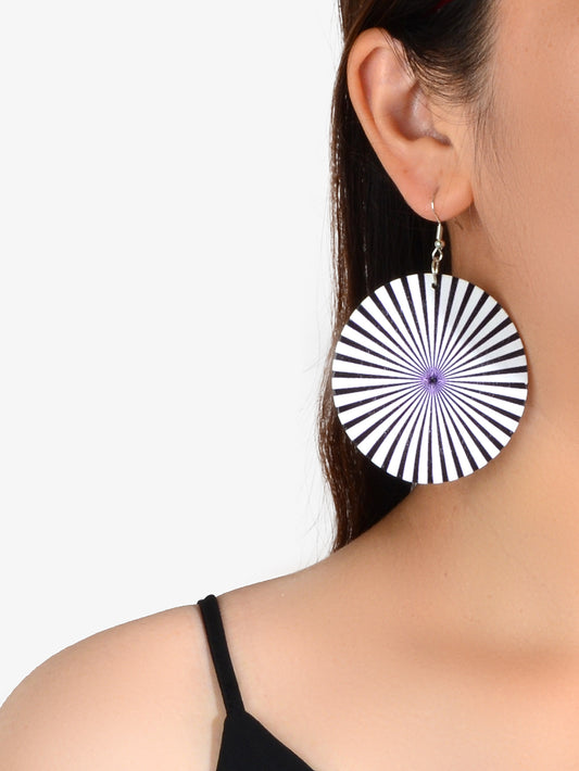 Ladies Jewellery Boho Chic Geometric Wood Round Holiday Dangle Big Earrings Gift