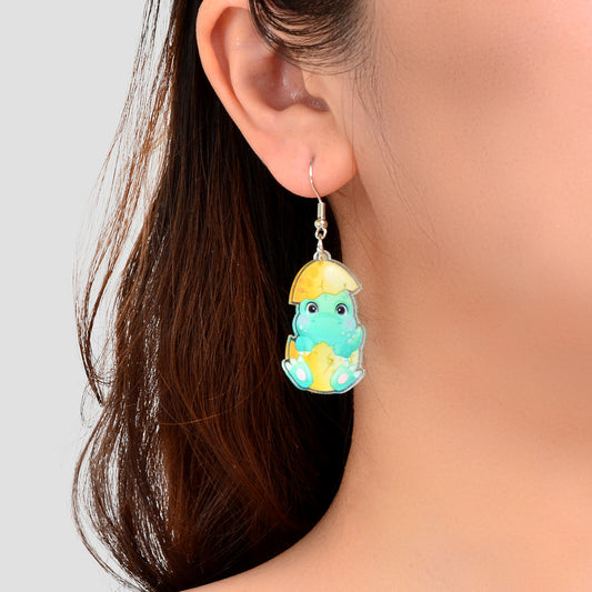 Lovely Colourful Baby Dinosaur Earrings Easter Egg Holiday Gift Party Jewellery