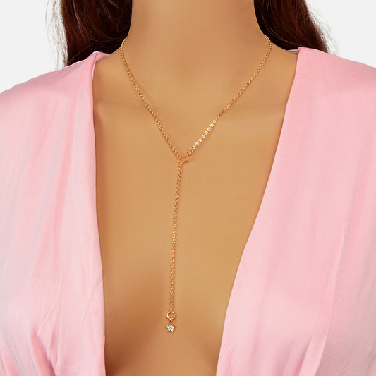 Personalized Gold Chain Long Lariat Star Charm Adjustable Y Shape Drop Necklace