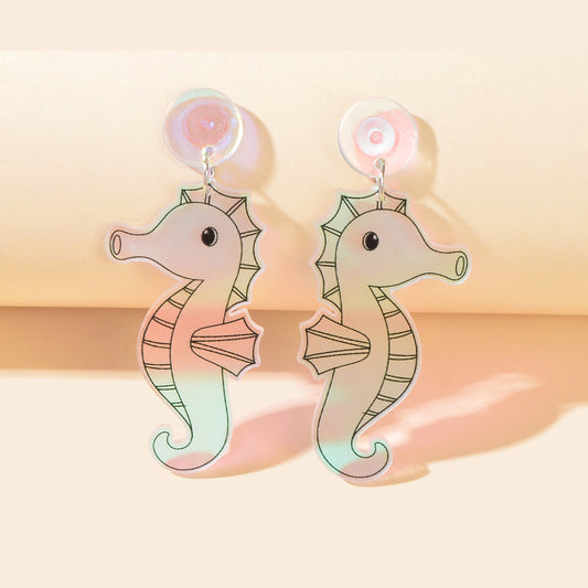 Marine Fish Ocean Transparent Hippocampus Lovely Seahorse Earrings Xmas Gifts