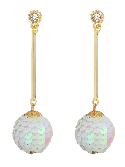 Rhinestone Sequins Ball Charm Pendant Dangle Earrings Women Girl Teens Jewellery