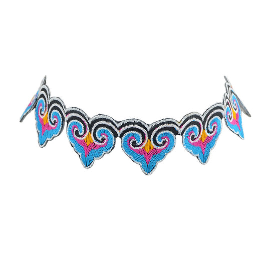 Traditional Jewelry Style Colorful Embroidery Heart Tattoo Choker Women Necklace