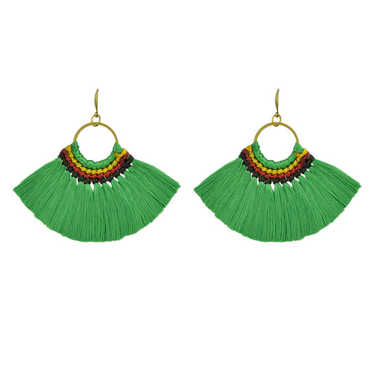 Ethnic Traditional Jewellery Colorful Tassel Fan Shape Dangle Bohemian Earrings