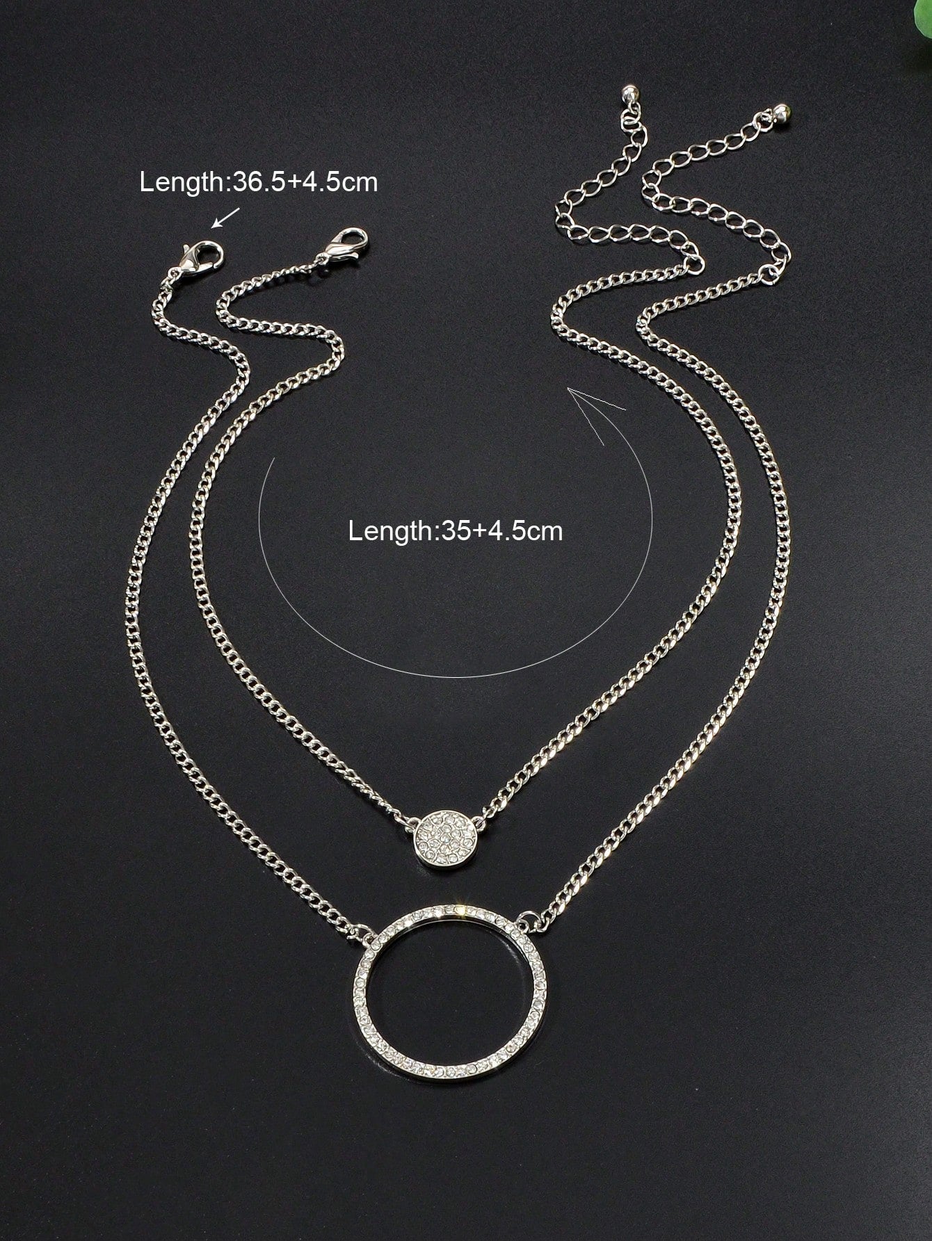 Silver Double-Layered Large Circle Pendant Necklace - Stylish Statement Jewelry