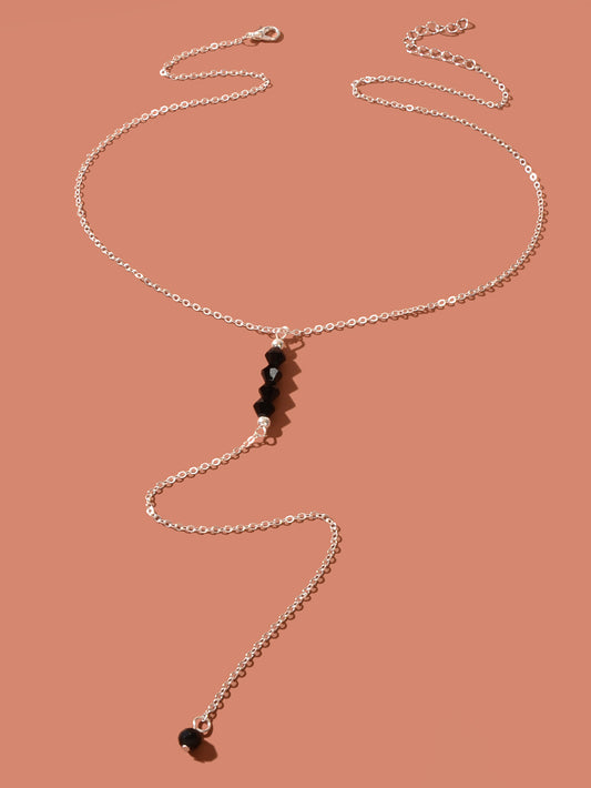 Chic Beaded Decor Chain Long Pendant Y Style Dainty Necklace