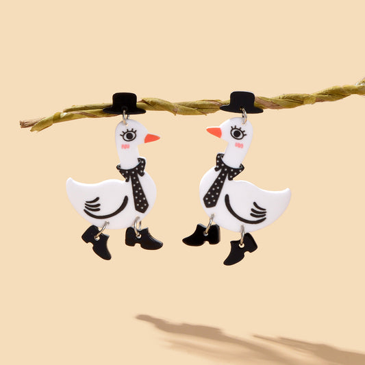 Adorable Duckling Earrings Novelty Duck Dangle Stud Easter Holiday Jewelry Gift