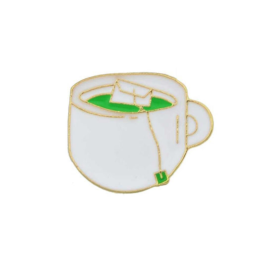 Creative Pink Cat Green Orange Enamel Coffee Cup White Tea Cup Brooch Jewellery