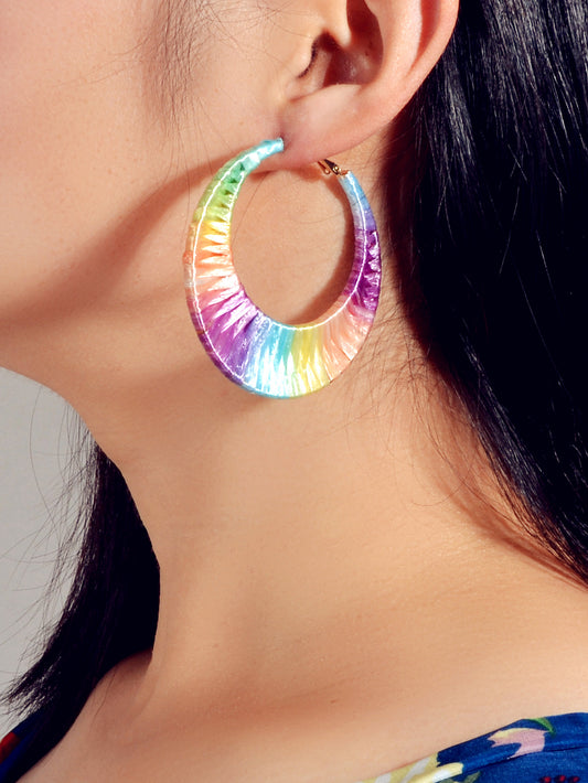 American Jewellery Ethnic Style Candy Color Handmade Braided Hoop Earrings Gift