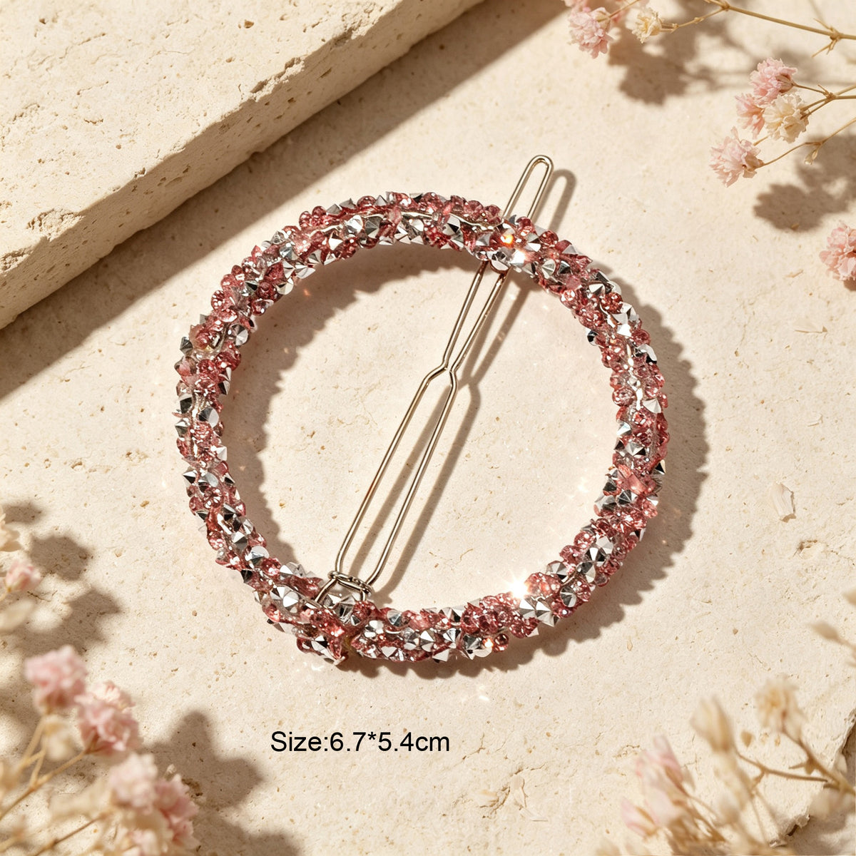 Glamorous Full Rhinestone Circle Hair Clip Elegant Party Dating Hair Accessory