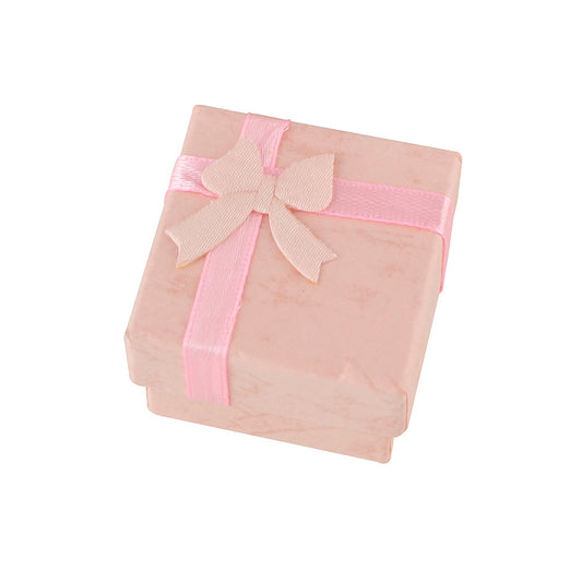 Pink Red Cardboard Square Jewellery Gift Boxes for Rings with Lid Ribbon Bowknot