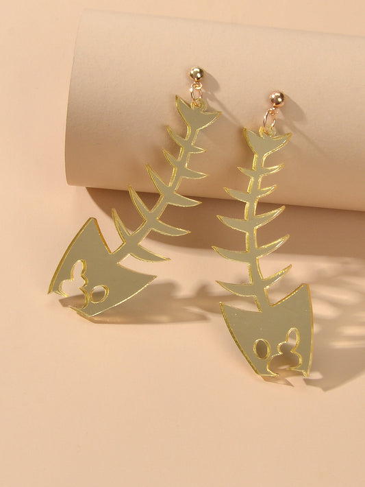 Personality Creative Acrylic Fish Bones Dangling Earrings Rock Statement Jewelry