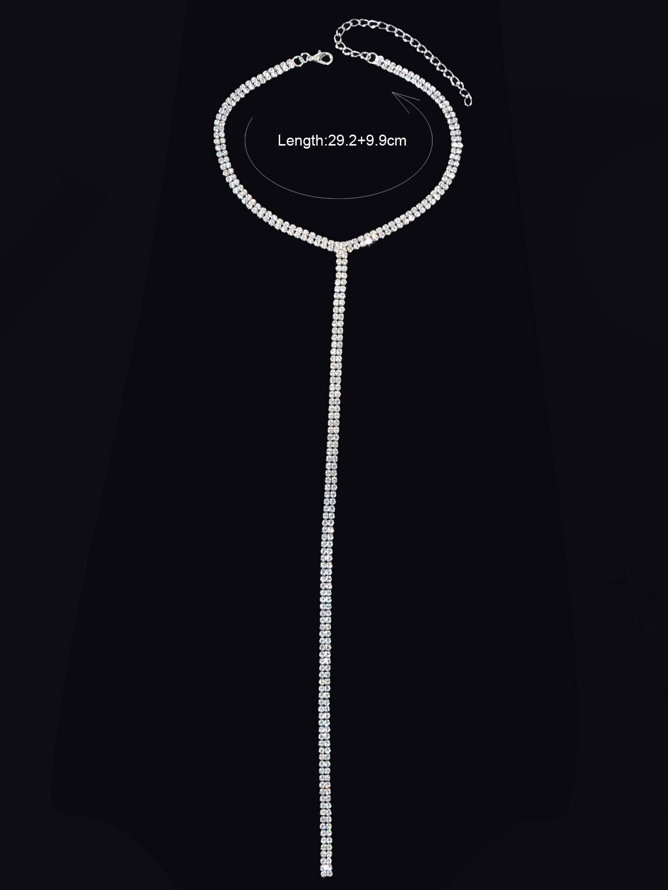 Silver Fringe Necklace with Full Diamond Embellishment Gift