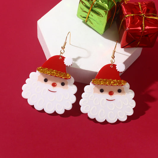 Christmas Festival Jewellery Acrylic Santa Claus Dangle Earrings Dainty Gifts