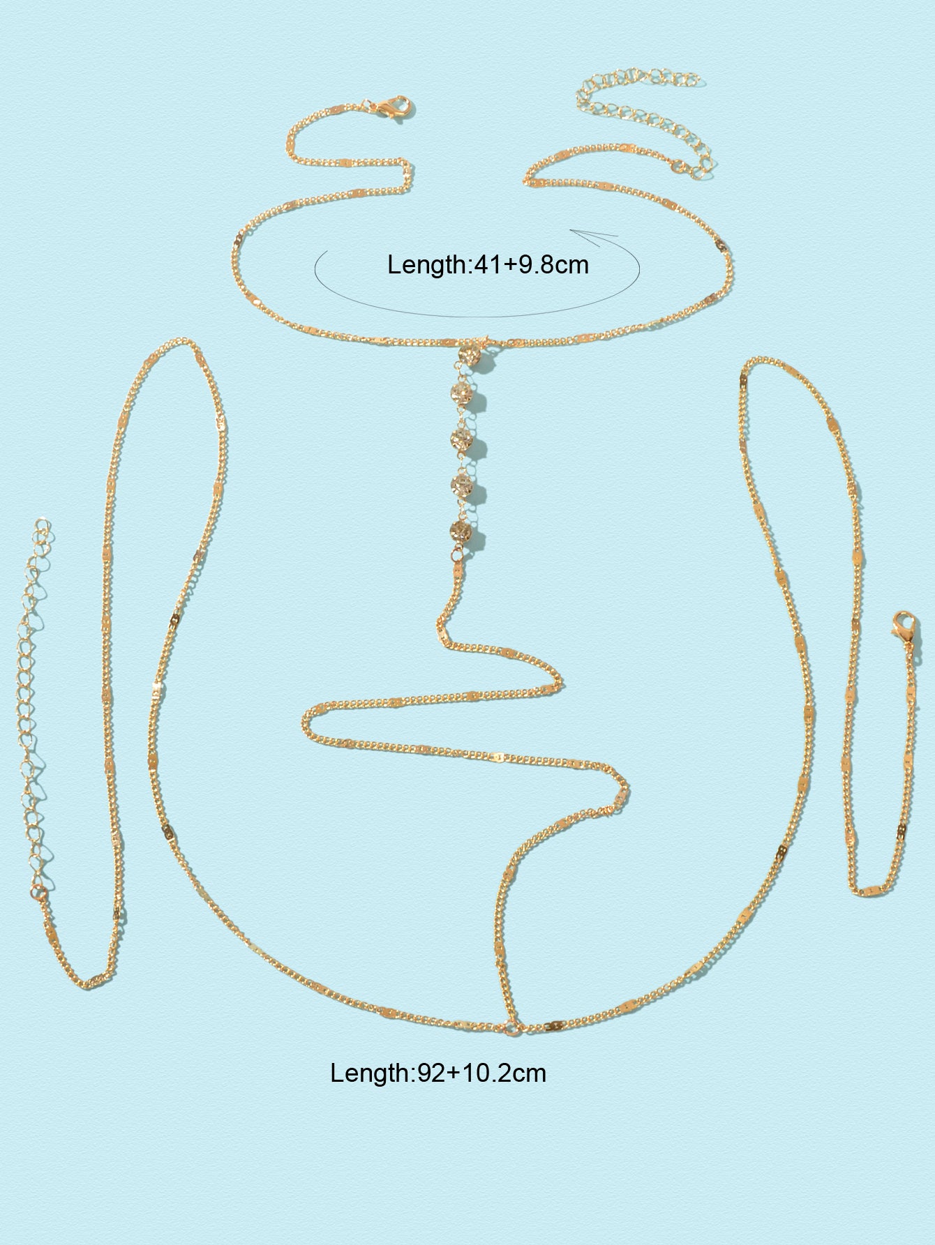 Sexy Rhinestone Decor Thin Bra Bikini Waist Belly Body Chains Beach Body Jewelry