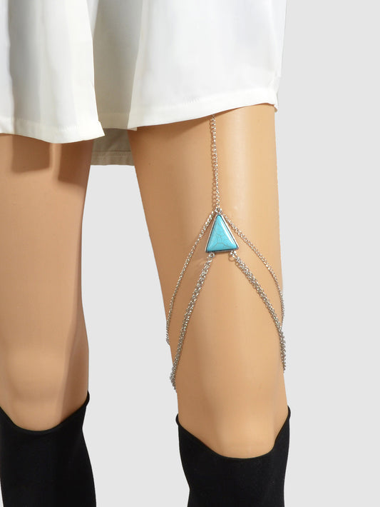 Sexy Multi-layer Silver Triangle Turquoise Leg Chain Boho Chic Body Jewellery