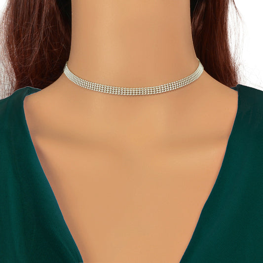 Dainty Silver Beaded Necklace to Wear Everyday Simple Minimalist Short Choker