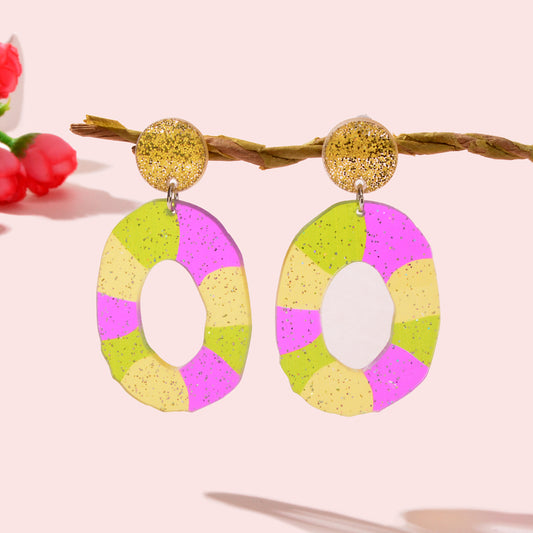 Sweet Y2k Accessories Lightweight Acrylic Candy Colour Circle Dangling Earrings
