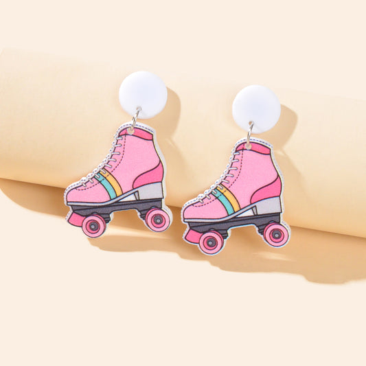 Colourful Ice Skates Pendant Earrings Fun Unique Accessories Skating Enthusiasts