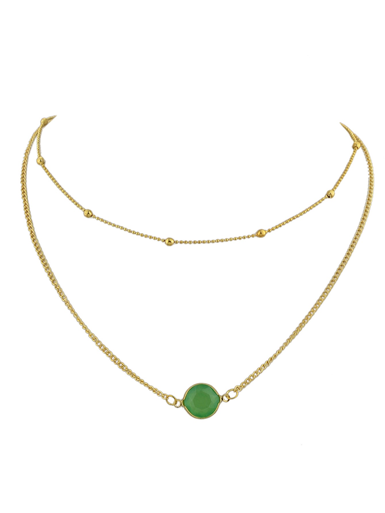 Boho Chic Double layer Gold Chain Round Charm Necklace Fashion Women Accessories