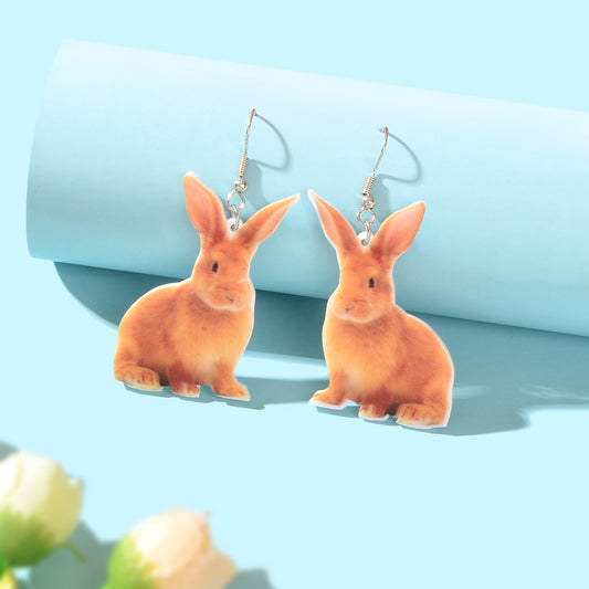 Acrylic Lifelike Rabbit Easter Bunny Dangling Earrings Lovely Animal Accessories