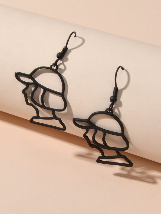 Metal Baseball Boy Grunge Rock Cool Earrings Abstract Art Gift Hollow Jewellery