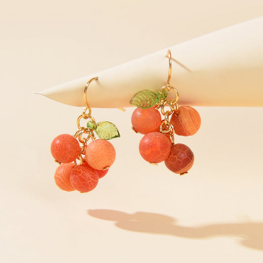 Fruit Jewellery Red Ball Charm Grape Dangle Earrings Best Friends Funny Gifts