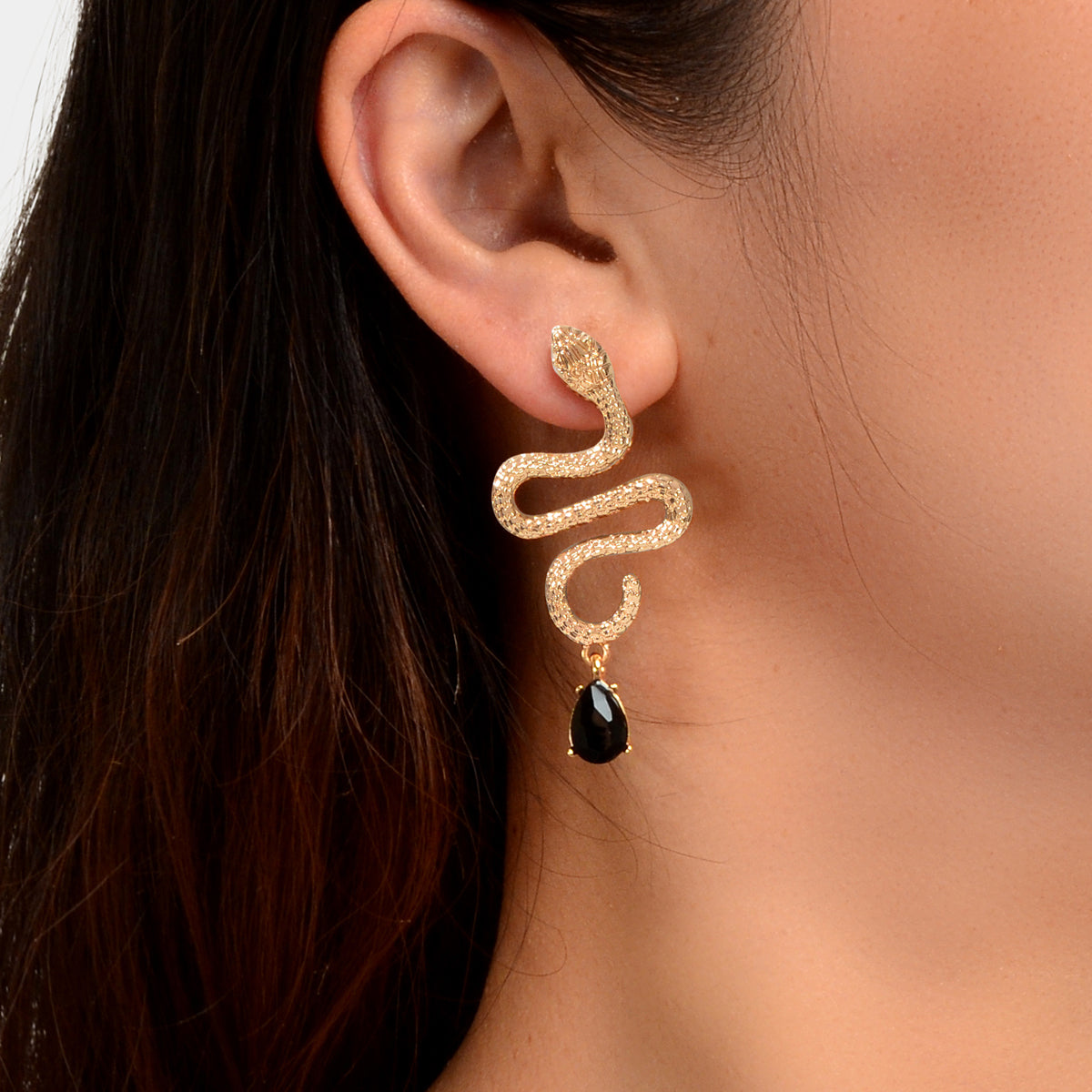 Snake Drop Earrings Dangle Big Green Rhinestone Emerald Charm Stud Punk Jewelry