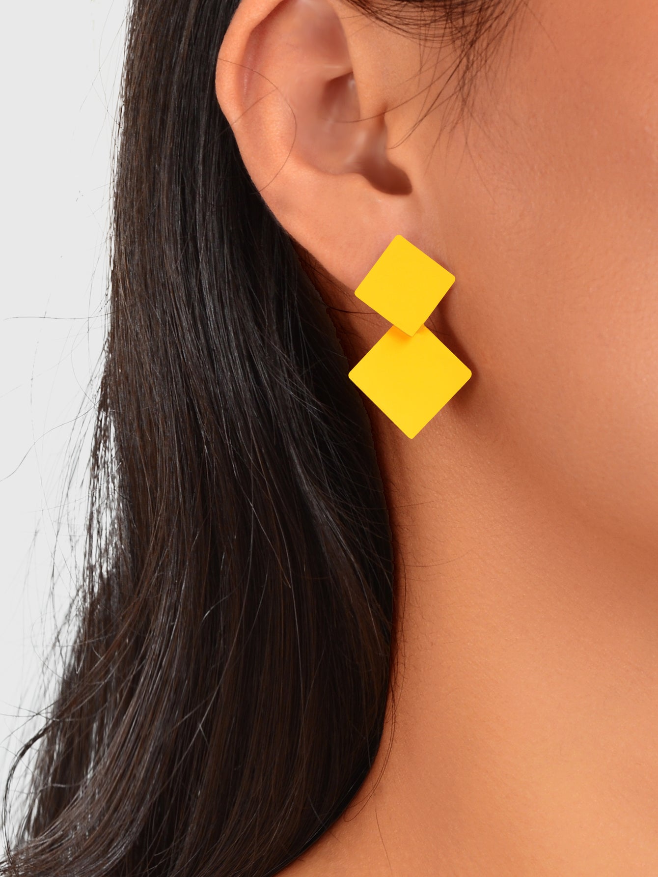 Chic Colourful Enamel Square Simple Geometric Stud Earrings Statement Jewellery