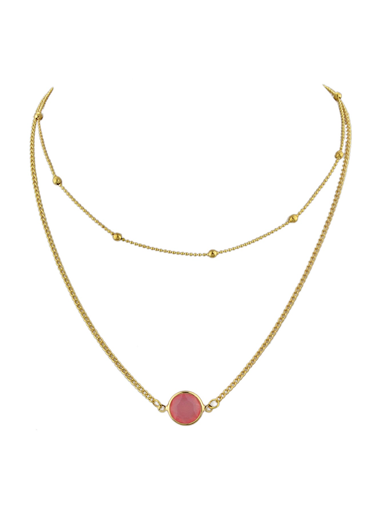Boho Chic Double layer Gold Chain Round Charm Necklace Fashion Women Accessories