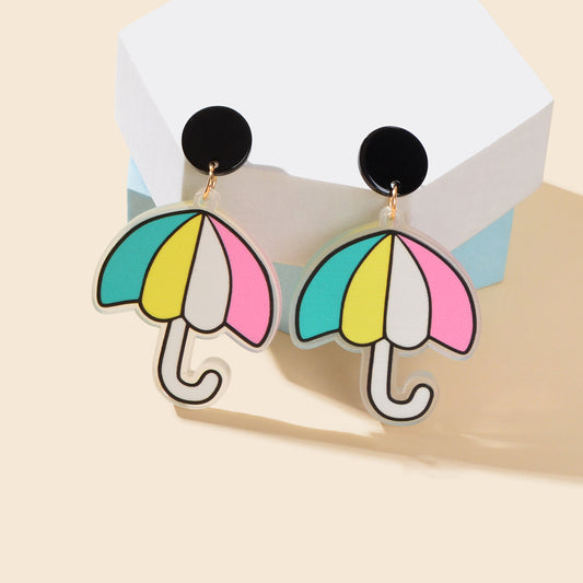 Sweet Colorful Acrylic Umbrella Dangle Dainty Earrings Girls Y2k Style Jewellery