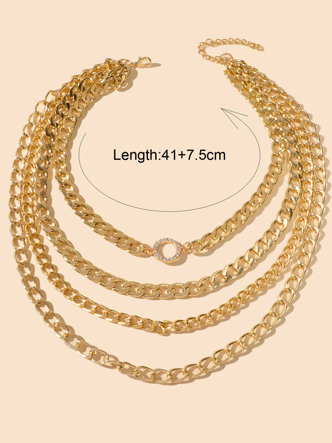 Rhinestone Decor Layered Necklace Chunky Collar Punk Choker