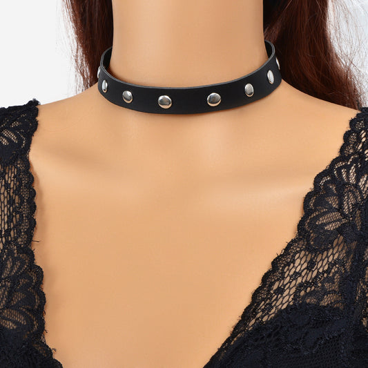 Hip Hop Style Belt Design Adjustable Leather Choker Punk Rock PU Gothic Necklace
