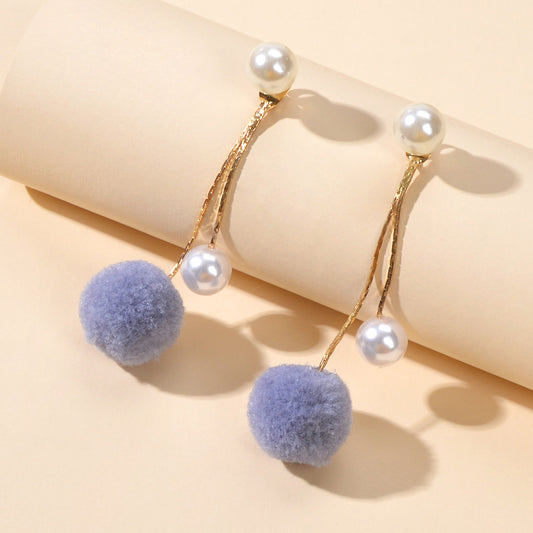 Retro Gold Chain Pearl Decor Ball Dangle Earrings Designer Jewellery Ear Jacket