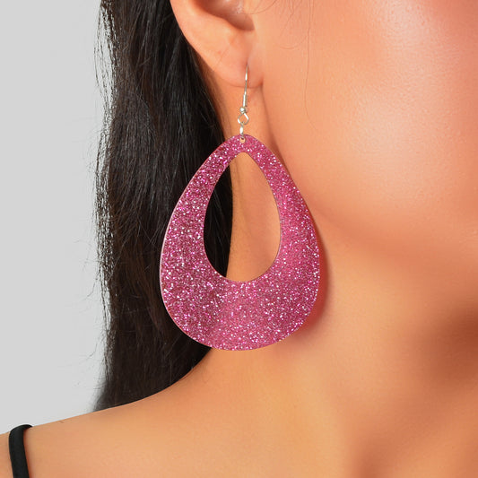 Stylish Shining Acrylic Large Water Drop Earrings Girls Sparkling Party Jewelry
