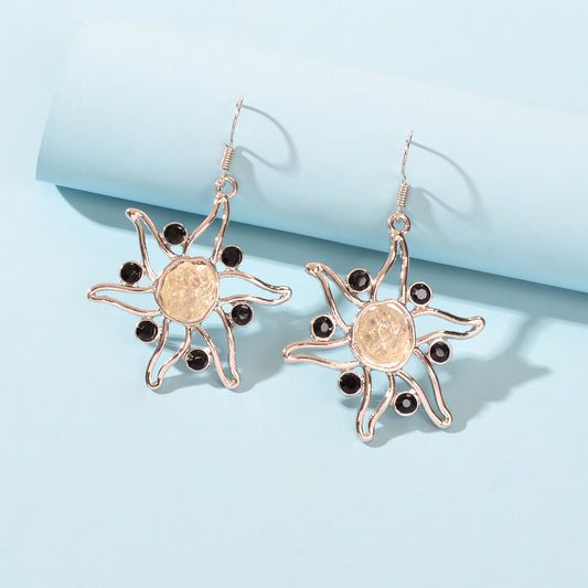 Sea Jewelry Ocean Silver Hollow Starfish Dangle Hook Exaggerated Beach Earrings